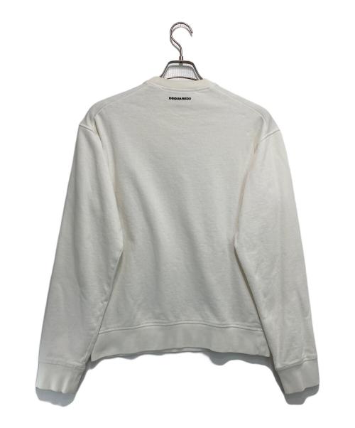 DSQUARED2（ディースクエアード）DSQUARED2 (ディースクエアード) クルーネックスウェット ホワイト サイズ:Lの古着・服飾アイテム