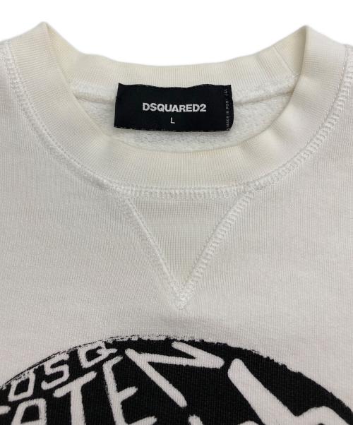 DSQUARED2（ディースクエアード）DSQUARED2 (ディースクエアード) クルーネックスウェット ホワイト サイズ:Lの古着・服飾アイテム