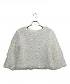 NOLLEY'Sノーリーズ）の古着「リボンニットツイードショートプルオーバーブラウス」｜ホワイト