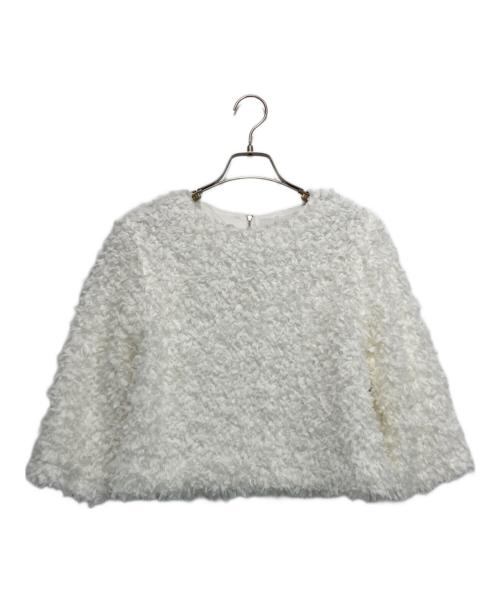 NOLLEY'S（ノーリーズ）NOLLEY'S (ノーリース) リボンニットツイードショートプルオーバーブラウス ホワイト サイズ:38の古着・服飾アイテム