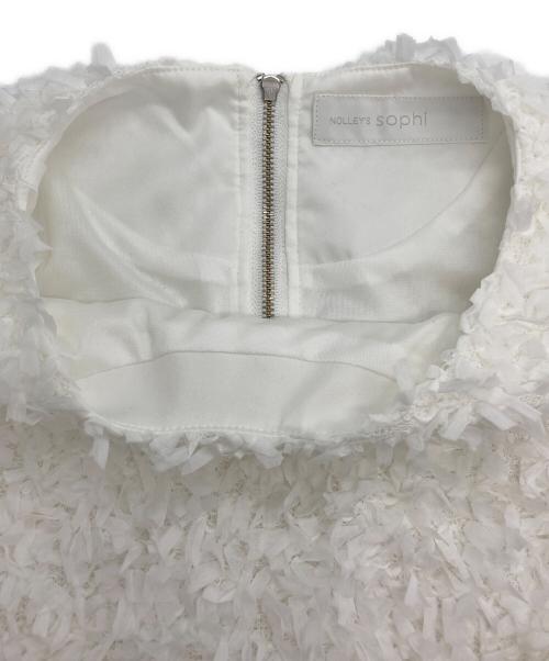 NOLLEY'S（ノーリーズ）NOLLEY'S (ノーリース) リボンニットツイードショートプルオーバーブラウス ホワイト サイズ:38の古着・服飾アイテム