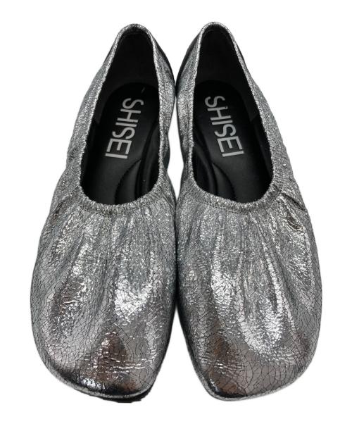 SHISEI（シセイ）SHISEI (シセイ) ギャザーバレエシューズ メタリック シルバー サイズ:37の古着・服飾アイテム
