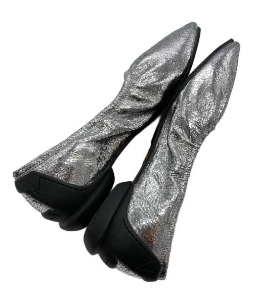SHISEI（シセイ）SHISEI (シセイ) ギャザーバレエシューズ メタリック シルバー サイズ:37の古着・服飾アイテム