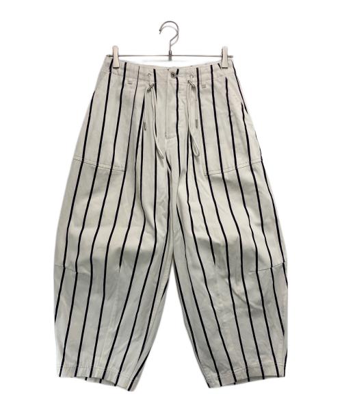 DRAWER（ドゥロワー）Drawer (ドゥロワー) ストライプ ベイカーパンツ ホワイト サイズ:34の古着・服飾アイテム