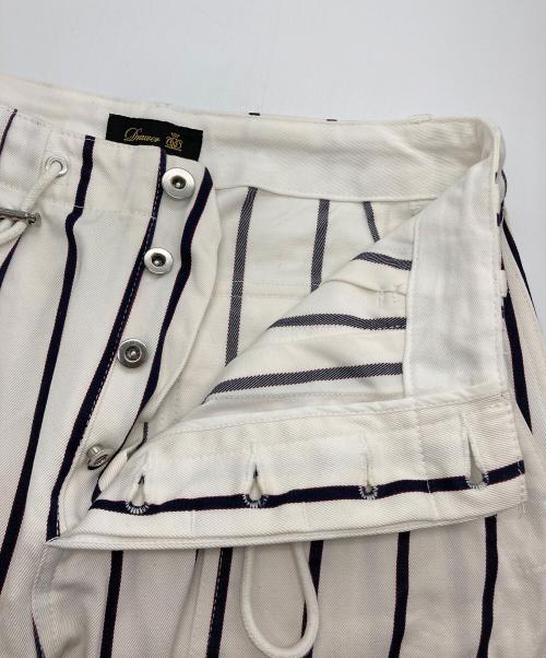 DRAWER（ドゥロワー）Drawer (ドゥロワー) ストライプ ベイカーパンツ ホワイト サイズ:34の古着・服飾アイテム