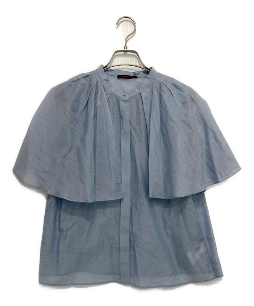 TOMORROW LAND（トゥモローランド）TOMORROW LAND (トゥモローランド) コットンシルク ケープカラーブラウス スカイブルー サイズ:36の古着・服飾アイテム