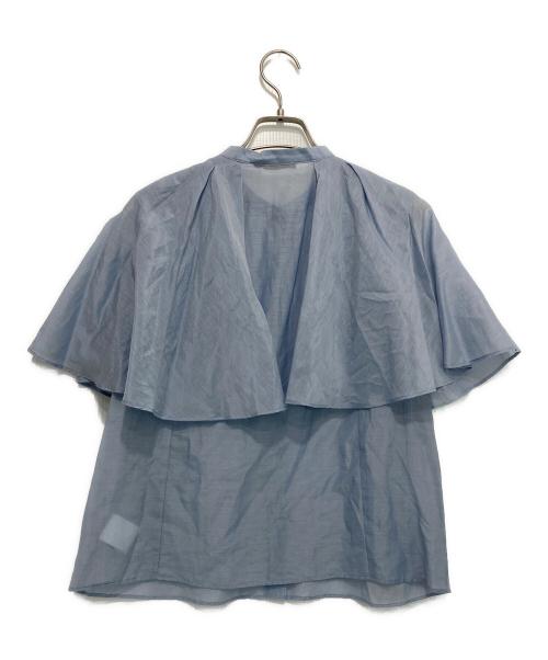TOMORROW LAND（トゥモローランド）TOMORROW LAND (トゥモローランド) コットンシルク ケープカラーブラウス スカイブルー サイズ:36の古着・服飾アイテム
