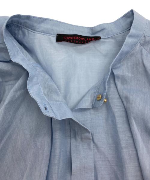 TOMORROW LAND（トゥモローランド）TOMORROW LAND (トゥモローランド) コットンシルク ケープカラーブラウス スカイブルー サイズ:36の古着・服飾アイテム