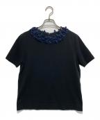 LANVIN COLLECTIONランバンコレクション）の古着「ペタルモチーフニット」｜ブラック