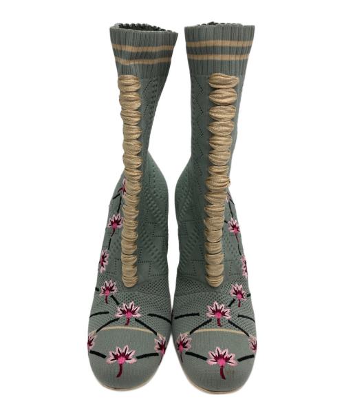 FENDI（フェンディ）FENDI (フェンディ) エンブロイダリー ソックブーツ グレー サイズ:39の古着・服飾アイテム