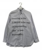 J.PRESSジェイプレス）の古着「BAGGY FIT プリントストライプシャツ」｜ブルー×ホワイト
