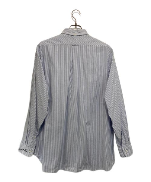 J.PRESS（ジェイプレス）J.PRESS (ジェイプレス) BAGGY FIT プリントストライプシャツ ブルー×ホワイト サイズ:Mの古着・服飾アイテム