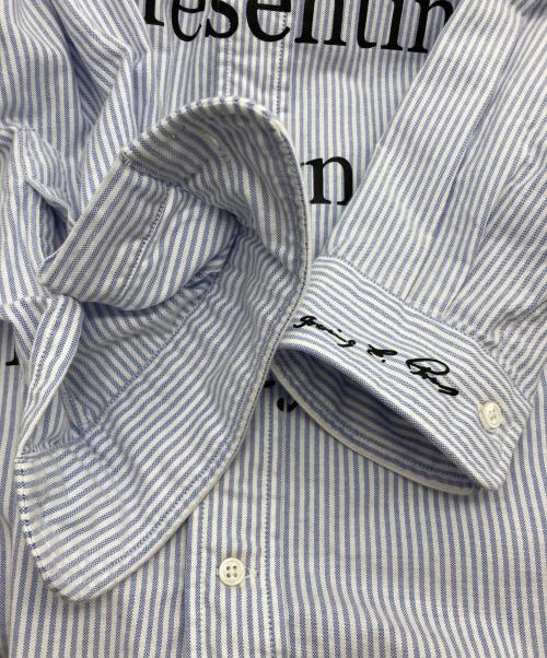 J.PRESS（ジェイプレス）J.PRESS (ジェイプレス) BAGGY FIT プリントストライプシャツ ブルー×ホワイト サイズ:Mの古着・服飾アイテム