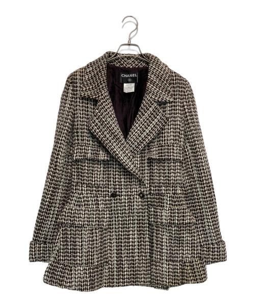 CHANEL（シャネル）CHANEL (シャネル) ［OLD］ウール×レーヨン ツイードジャケット ホワイト×ブラック サイズ:38の古着・服飾アイテム