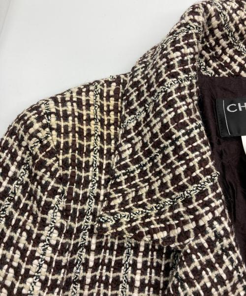 CHANEL（シャネル）CHANEL (シャネル) ［OLD］ウール×レーヨン ツイードジャケット ホワイト×ブラック サイズ:38の古着・服飾アイテム