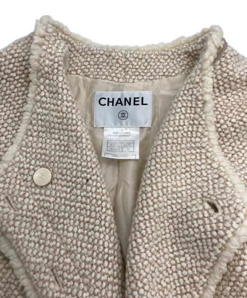 CHANEL（シャネル）CHANEL (シャネル) シルク混ウールノーカラーコート ベージュ サイズ:38の古着・服飾アイテム