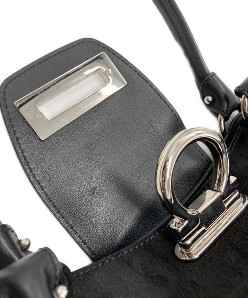 Salvatore Ferragamo（サルヴァトーレ フェラガモ）Salvatore Ferragamo (サルヴァトーレ フェラガモ) ガンチーニスエードハンドバッグ ブラックの古着・服飾アイテム