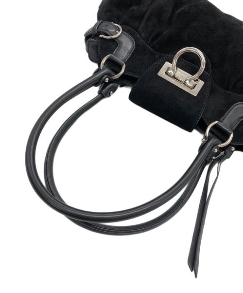 Salvatore Ferragamo（サルヴァトーレ フェラガモ）Salvatore Ferragamo (サルヴァトーレ フェラガモ) ガンチーニスエードハンドバッグ ブラックの古着・服飾アイテム