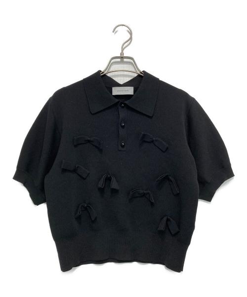 Adam et Rope（アダム エ ロペ）Adam et Rope (アダム エ ロペ) リボンポロニット ブラック サイズ:Fの古着・服飾アイテム