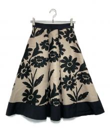 M'S GRACY（エムズグレイシー）の古着「ビッグフラワースカート」｜ベージュ×ブラック