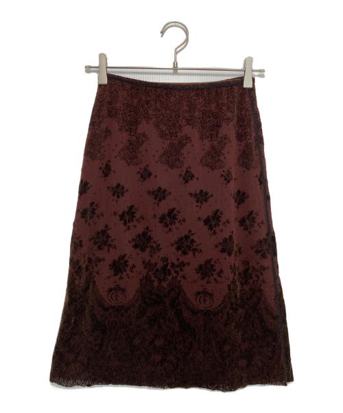 Jean Paul Gaultier FEMME（ジャンポールゴルチエ フェム）Jean Paul Gaultier FEMME (ジャンポールゴルチェフェム) 総柄セットアップ フロッキーパワーネットブラウス ブラウン サイズ:40の古着・服飾アイテム