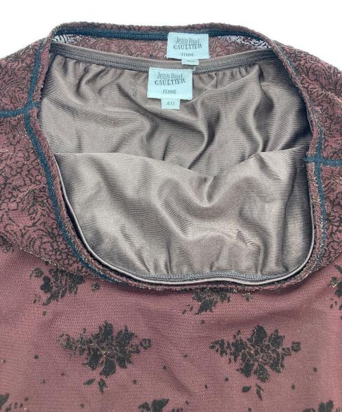 Jean Paul Gaultier FEMME（ジャンポールゴルチエ フェム）Jean Paul Gaultier FEMME (ジャンポールゴルチェフェム) 総柄セットアップ フロッキーパワーネットブラウス ブラウン サイズ:40の古着・服飾アイテム