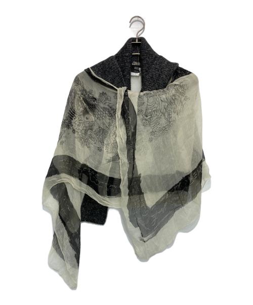 Jean Paul GAULTIER MAILLE FEMME（ジャンポールゴルチエ マイユ フェム）Jean Paul GAULTIER MAILLE FEMME (ジャンポールゴルチエ マイユ フェム) シルクスカーフドッキングケープ グレーの古着・服飾アイテム