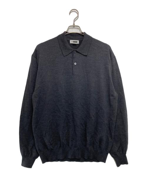 H BEAUTY&YOUTH（エイチ ビューティー&ユース）H BEAUTY&YOUTH (エイチ ビューティー&ユース) Filatura Tollegno 1900 S.r.l.ニットポロシャツ グレー サイズ:Mの古着・服飾アイテム