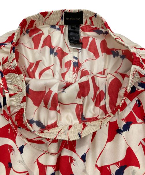 BANANATIME（バナナタイム）BANANATIME (バナナタイム) シルクイージーパンツ ホワイト×レッド サイズ:XSの古着・服飾アイテム