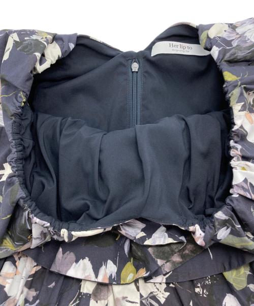 HER LIP TO（ハーリップトゥ）Her lip to (ハーリップトゥ) Anemone Ruffled Long Dress ネイビー サイズ:Mの古着・服飾アイテム