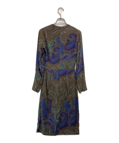 ETRO（エトロ）ETRO (エトロ) ペイズリー柄シルクドレス ブラウン×ブルー サイズ:38の古着・服飾アイテム