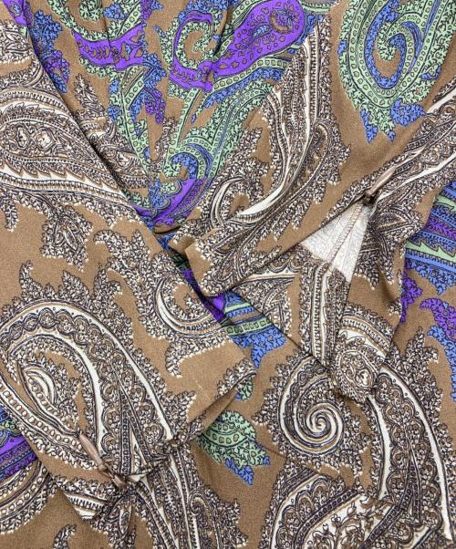 ETRO（エトロ）ETRO (エトロ) ペイズリー柄シルクドレス ブラウン×ブルー サイズ:38の古着・服飾アイテム