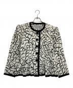 Yves Saint Laurentイヴサンローラン）の古着「［OLD］ノーカラーペプラムジャケット」｜ホワイト×ブラック