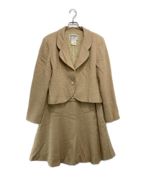 CHANEL（シャネル）CHANEL (シャネル) ［OLD］ツイードジャケットセットアップ ベージュ サイズ:42の古着・服飾アイテム