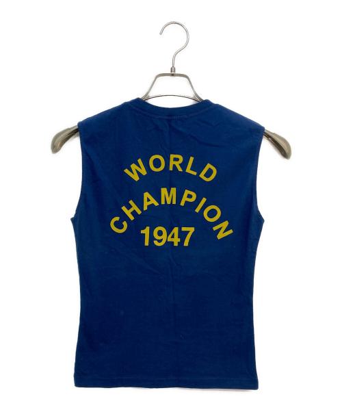 Christian Dior（クリスチャン ディオール）Christian Dior (クリスチャン ディオール) フロッキープリントノースリーブカットソー ネイビー サイズ:US6の古着・服飾アイテム