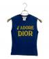 Christian Dior（クリスチャン ディオール）の古着「フロッキープリントノースリーブカットソー」｜ネイビー