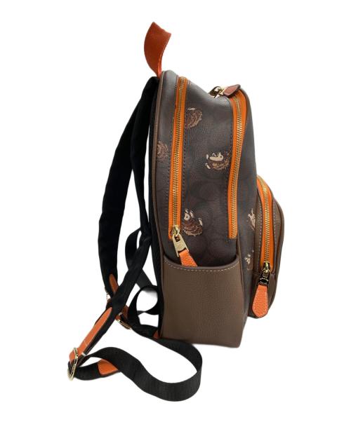 COACH（コーチ）COACH (コーチ) シグネチャーキャンバス・ヘッジホッグ プリントリュック ブラウンの古着・服飾アイテム