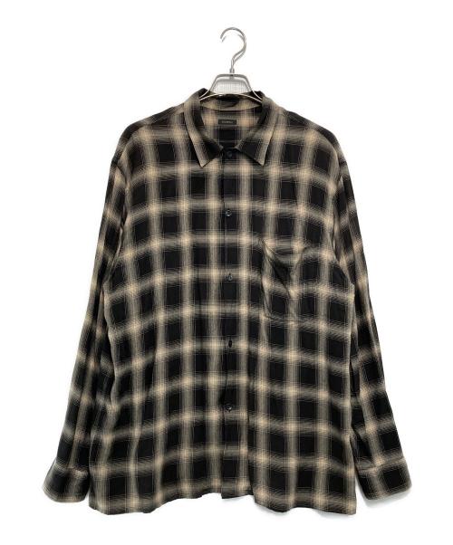 COMOLI（コモリ）COMOLI (コモリ) 長袖チェックオープンカラーシャツ ブラック サイズ:3の古着・服飾アイテム