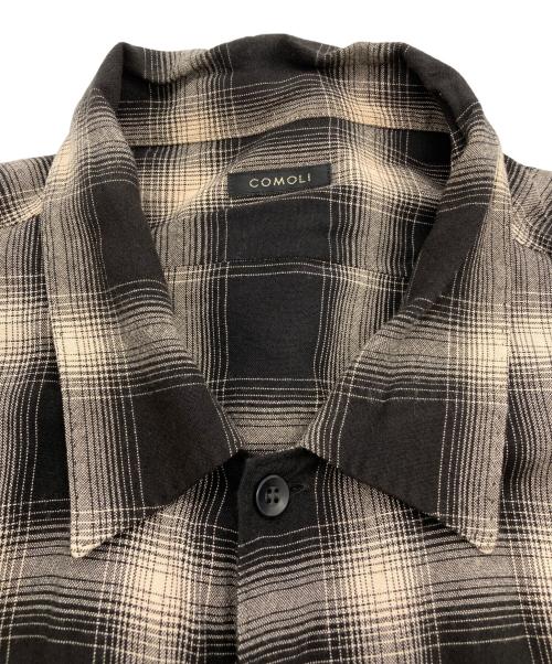 COMOLI（コモリ）COMOLI (コモリ) 長袖チェックオープンカラーシャツ ブラック サイズ:3の古着・服飾アイテム