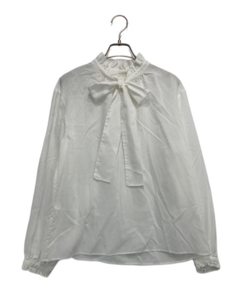 BALLSEY（ボールジィ）BALLSEY (ボールジィ) グロスアムンゼン フリルカラーリボンブラウス ホワイト サイズ:36の古着・服飾アイテム