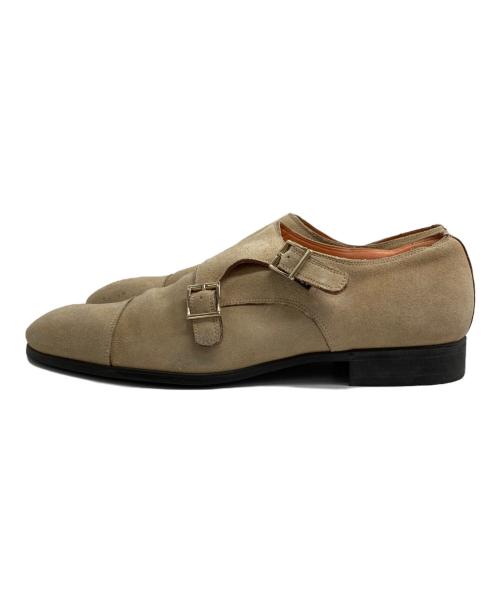 Santoni（サントーニ）Santoni (サントーニ) スウェードダブルモンクストラップシューズ ベージュ サイズ:7 1/2の古着・服飾アイテム