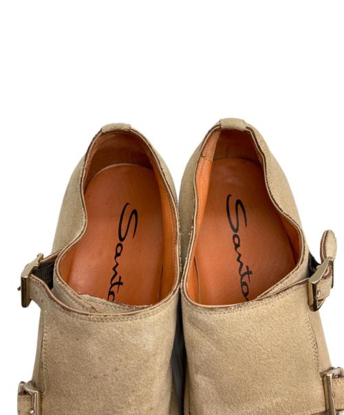 Santoni（サントーニ）Santoni (サントーニ) スウェードダブルモンクストラップシューズ ベージュ サイズ:7 1/2の古着・服飾アイテム