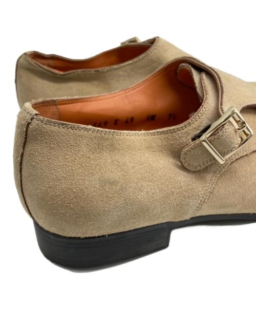 Santoni（サントーニ）Santoni (サントーニ) スウェードダブルモンクストラップシューズ ベージュ サイズ:7 1/2の古着・服飾アイテム