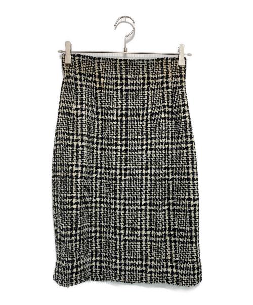 CELINE（セリーヌ）CELINE (セリーヌ) [OLD]ツイードスカート ホワイト×ブラック サイズ:38の古着・服飾アイテム