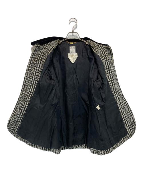 CELINE（セリーヌ）CELINE (セリーヌ) [OLD]金ボタン ツイード×ベロアジャケット ホワイト×ブラック サイズ:38の古着・服飾アイテム