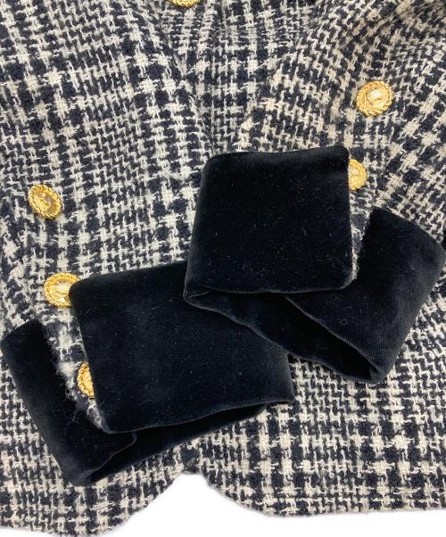 CELINE（セリーヌ）CELINE (セリーヌ) [OLD]金ボタン ツイード×ベロアジャケット ホワイト×ブラック サイズ:38の古着・服飾アイテム