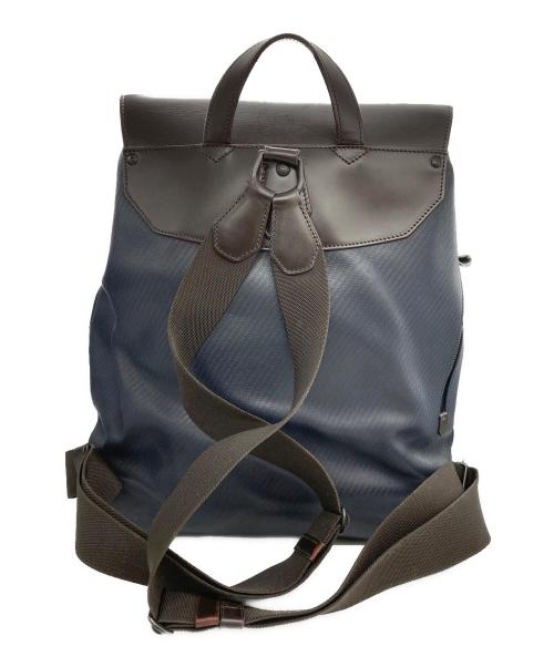 dunhill（ダンヒル）dunhill (ダンヒル) CHASSISリュックサック ネイビー×ブラウンの古着・服飾アイテム