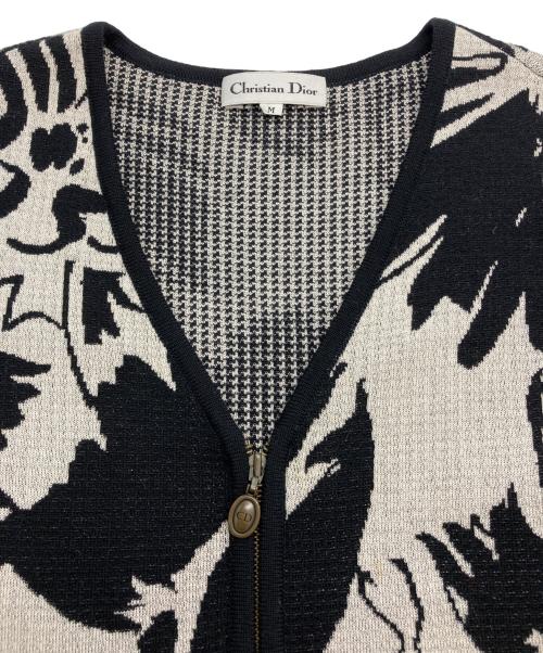 Christian Dior（クリスチャン ディオール）Christian Dior (クリスチャン ディオール) ［OLD］ジャガードジップカーディガン ホワイト サイズ:Mの古着・服飾アイテム