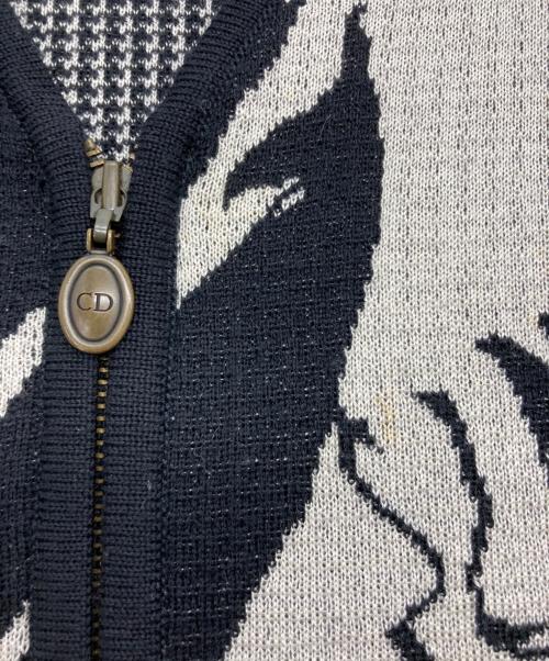 Christian Dior（クリスチャン ディオール）Christian Dior (クリスチャン ディオール) ［OLD］ジャガードジップカーディガン ホワイト サイズ:Mの古着・服飾アイテム