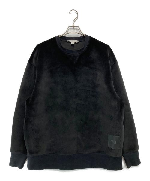 Y-3（ワイスリー）Y-3 (ワイスリー) U SQUARE VELVET SPACER CREW SWEATSHIRT ブラック サイズ:ｍの古着・服飾アイテム